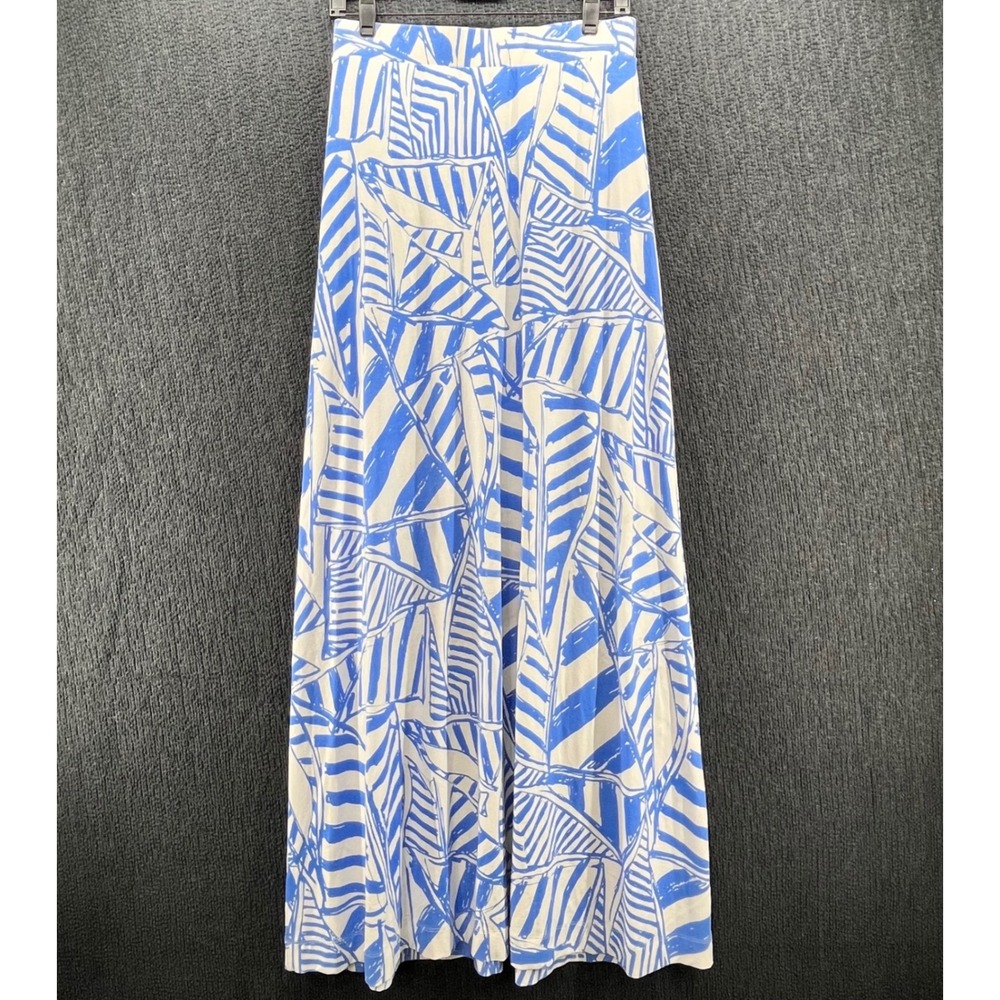 Lilly Pulitzer Nola Blue White Sailboat Maxi Skirt Small Yacht Sea Beach